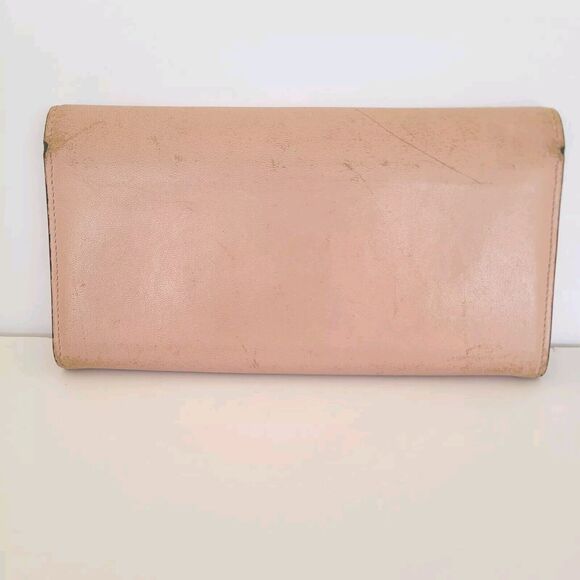 Chloe Leather Envelope Wallet Light Blush Pink Large Boho Bow Cute Clutch Long - Picture 2 of 12